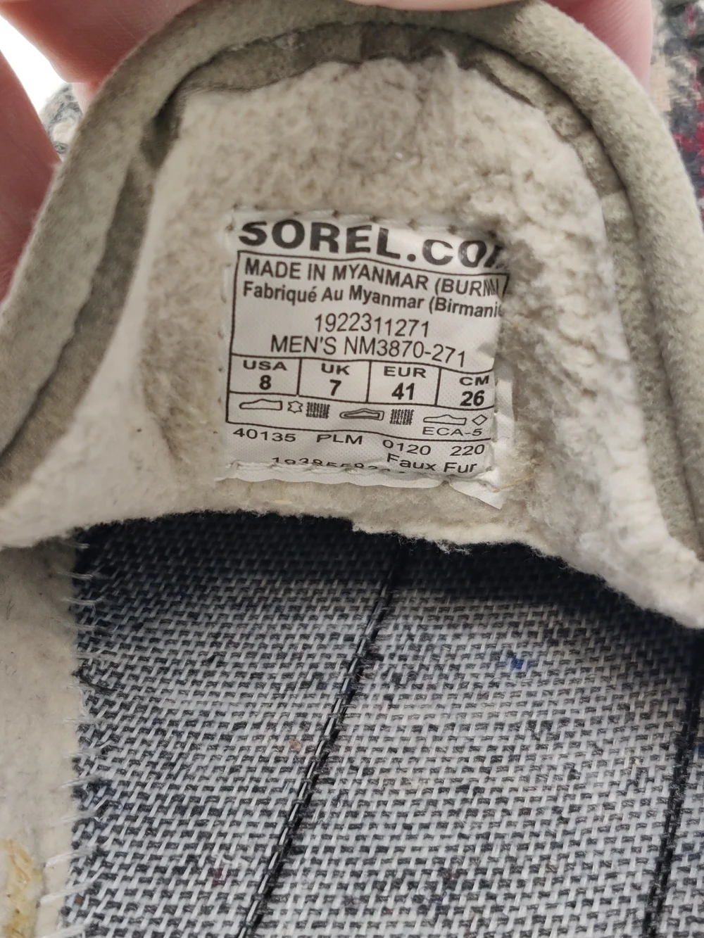 Sorel Plaid Faux Fur Lined Moc Slippers Men's 8 NM3870-271